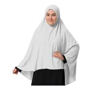 Long hijab islamique Khimar pour femme, doux musulman Ehram Ihram Ihram - Robe de prière pour la maison, le bureau, la Madrassa, l'Umrah, le Hajj, le Ramadan, l'Aïd, Cadeau, blanc, taille unique