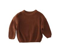Long Hiver Hauts Pull Pull Chemisier vêtements Chauds Enfant en Bas âge garçon Fille bébé col Rond Sweat Automne Manches Infantile Tricot Filles Hauts (Brown, 18-24 Months)