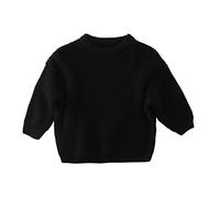 Long Hiver Hauts Pull Pull Chemisier vêtements Chauds Enfant en Bas âge garçon Fille bébé col Rond Sweat Automne Manches Infantile Tricot Filles Hauts (Black, 9M)