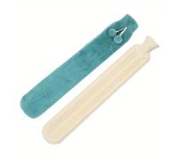 Long Hot Water Bottle Bag with Detachable Cover, Rubber Waist, Hand, and Foot Warmer 1L Pour Ventre Cou(Blue)