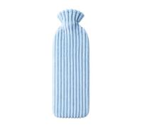Long Hot Water Bottle with Plush Cover for Pain Relief | Durable PVC hot water bag with soft plush cover, perfect for soothing pain and heat Blue 500ML