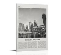 Long Island City Poster noir et blanc Peinture décorative sur toile Art mural pour salon, chambre à coucher, art mural, impression d'image moderne, décoration de salle familiale, 60 x 90 cm