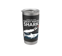 Long Island Great White Shark Map Ocean Lover Beach Gobelet isotherme en acier inoxydable double paroi