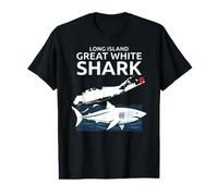 Long Island Great White Shark Map Ocean Lover Beach T-Shirt Graphique avec Valeur