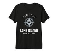 Long Island New York Vintage LI NY Boussole Born and Raised T-Shirt Haut de Gamme