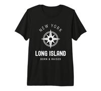 Long Island New York Vintage LI NY Boussole Born and Raised T-Shirt Haut de Gamme