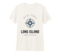 Long Island New York Vintage LI NY Boussole Born and Raised T-Shirt Haut de Gamme