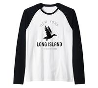 Long Island New York Vintage LI NY Duck établi en 1640 Manche Raglan