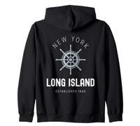 Long Island New York Vintage LI NY Roue de Bateau Est.1640 Sweat à Capuche
