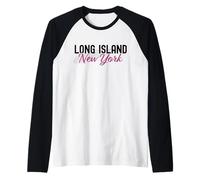 Long Island New York Vintage NY Classic LI New York Design Manche Raglan