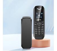 LONG-J60 4G Mini Feature Phone 0,66 pouce Téléphone étudiant 600mAh Bluetooth MP3 SOS Seulement 27g Noir