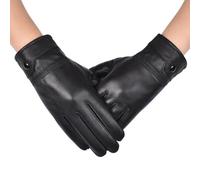 Long Keeper Gants Cuir Hiver Homme Gants en Cuir Fin de Conduite Gants Hiver à Écran Tactile Avec Doublure Gants Chaud Coupe Vent pour Conduite Moto Velo