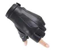 Long Keeper Homme Gants d'hiver Sans Doigts en Cuir Gants de Conduite Moto Velo Hiver Chauds Mitaine Cuir Pu
