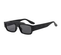 Long Keeper Lunette De Soleil Rectangulaire Retro FeMMe Et HoMMe Mode Vintage Lunette Soleil Protection Anti UV400 (noir brillant GRE à)