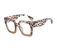Long Keeper Lunettes Anti LumièRe Bleue CarréE Pour Femme Homme Monture Grand Carré Lunette Gaming Anti Fatigue Oculaire (léopard Marron clair)