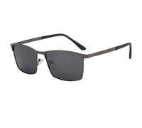 Long Keeper Lunettes de soleil carrées polarisées - Lunettes de soleil classiques rétro pour homme - Légères et rectangulaires - En métal - Pour les voyages, la randonnée, la plage, Pistolet gris
