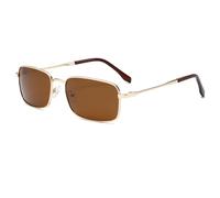 Long Keeper Lunettes de soleil carrées polarisées - Lunettes de soleil de conduite rétro rectangulaires pour homme - Petites lunettes de soleil légères en métal pour les voyages, la randonnée, la