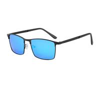 Long Keeper Lunettes de soleil carrées polarisées pour homme - Classique - Rétro - Légères - Petites lunettes de soleil rectangulaires en métal pour voyage et randonnée, bleu/noir