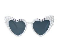 Long Keeper Lunettes de Soleil Coeur Femme avec Perles Vintage Lunettes Mariage Bride To Be Accessoire Lunettes Coeur Femme Mode Lunettes Fête Protection UV400