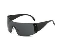 Long Keeper Lunettes de Soleil Sans Monture pour Femme Homme Vintage Y2k Lunettes de Soleil Enveloppant Lunettes Futuriste de Mode, 73mm