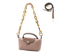 Long Keeper Petit Sac à Main Femme Bandoulière Réglable Chic Tendance Sac Bandoulière Mini Léger Nylon Sacoche femme Jeune Fille (Rose Nude (avec bandoulière en acrylique))
