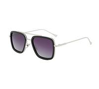 Long Keeper Retro Lunette de soleil Homme Femme - Lunettes Soleil Classique Iron Man Style Monture Carré en Métal