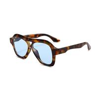 Long Keeper Retro Lunette De Soleil Pilote Pour Homme Femme Lunettes CarréEs Classique Lunettes De Soleil à Double Pont Pour L'Aviation UV400 (Bleu Léopard)