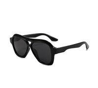 Long Keeper Retro Lunette De Soleil Pilote Pour Homme Femme Lunettes CarréEs Classique Lunettes De Soleil à Double Pont Pour L'Aviation UV400 (Noir Noir)