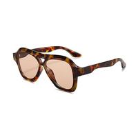 Long Keeper Retro Lunette De Soleil Pilote Pour Homme Femme Lunettes CarréEs Classique Lunettes De Soleil à Double Pont Pour L'Aviation UV400 (Léopard Marron)