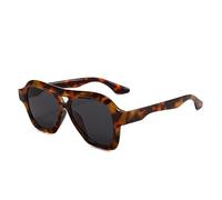 Long Keeper Retro Lunette De Soleil Pilote Pour Homme Femme Lunettes CarréEs Classique Lunettes De Soleil à Double Pont Pour L'Aviation UV400 (Gris Léopard)