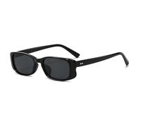 Long Keeper RéTrolunettes De Soleil Rectangulaires Petite Pour Femmes Hommes AnnéEs 90 Lunettes De Soleil CarréE Protection UV400 (Noir Noir)