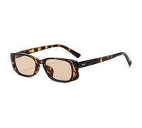 Long Keeper RéTrolunettes De Soleil Rectangulaires Petite Pour Femmes Hommes AnnéEs 90 Lunettes De Soleil CarréE Protection UV400 (Léopard marron clair)