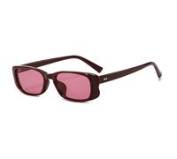 Long Keeper RéTrolunettes De Soleil Rectangulaires Petite Pour Femmes Hommes AnnéEs 90 Lunettes De Soleil CarréE Protection UV400 (Rouge Rose)