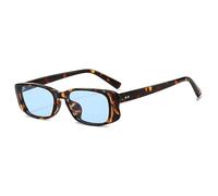 Long Keeper RéTrolunettes De Soleil Rectangulaires Petite Pour Femmes Hommes AnnéEs 90 Lunettes De Soleil CarréE Protection UV400 (Bleu Léopard)