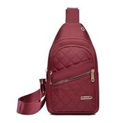 Long Keeper Sac de Poitrine Femme Fille Petit Sacs à Dos Porté Travers Sling Bag Imperméable Sacoche Femme Bandoulière Épaule pour Voyage Vélo Randonnée (Bordeaux)