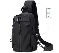 Long Keeper Sacoche Homme Bandouliere - Léger Sac de Poitrine avec Port de Chargement USB Petit Sac Bandoulière Homme Femme