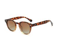 Long Keeper Vintage Lunettes de Soleil Polarisées Ronde pour Homme Femme Lunette Ronde Retro Classique Johnny Deep Style Lunettes De Soleil Conduite UV400, 45mm