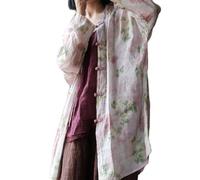 Long kimono floral pour femme - Cardigan bohème léger et transparent - Boutonné, rose, Taille Unique