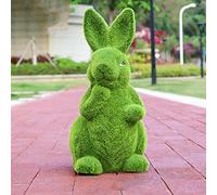 LONG-L Jardin Flocage Lapin Statue Décor,Pâques Mousse Lapin Figurines Ornement,Animal Gazon Artificiel,Imperméable Anti-Ultraviolet FRP,pour Patio Pelouse Cour,E