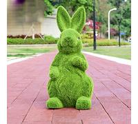 LONG-L Jardin Flocage Lapin Statue Décor,Pâques Mousse Lapin Figurines Ornement,Animal Gazon Artificiel,Imperméable Anti-Ultraviolet FRP,pour Patio Pelouse Cour,F