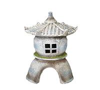LONG-L Zen Pagode Japonaise Lumière Statue Jardin,Solaire Grande Méditation Résine Statuette Décorative,Figurine Extérieur Ornement Décor,étanche,A