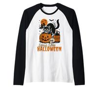 Long Live Halloween Funny Pumpkin Black Cat Men Women Manche Raglan