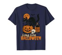 Long Live Halloween Funny Pumpkin Black Cat Men Women T-Shirt
