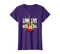 Long Live Rock & Roll - Guitare emblématique pour Les Amateurs de Musique T-Shirt, Femme, Violet, 3XL