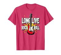 Long Live Rock & Roll - Guitare emblématique pour Les Amateurs de Musique T-Shirt, Homme, Rouge chiné, L