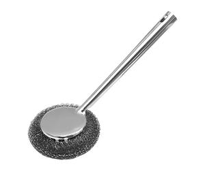 Long Manche en Acier Inoxydable Brosse À Récurer Les Casseroles, Eponge Grattante La Vaisselle avec Manche Long Et Court, Brosse De Nettoyage en Acier Inoxydableonge À Récurer en Métal