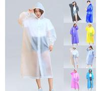 Long manteau de pluie imperméable pour adulte, poncho de pluie épais avec capuche pour voyage, cyclisme (bleu foncé)