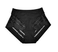 Long Microfibre Haute sans Couture Shapewear Stripe Lace Compression Culotte Butt Lifter Brassière en (Black, L)