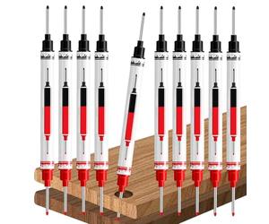 Long Nib Marker - Carpenter Ink Pen Set, Deep Hole Marker for Precision Work, 21mm Reach Tool Pen, Durable Construction Writing Tools for Woodworking Carpentry Painting Framing Welding Automotive Use