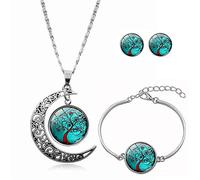 Long Pendant Necklaces for Women,Abstract Beautiful Plant,Rotating Moon Stud Earring Suit European and American Necklace Jewelry Crystal Pendant Sweater Chain Fashion Gift